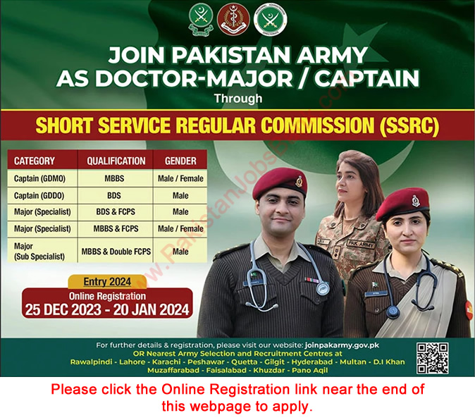 Join Pakistan Army as GDMO & Specialist Doctor December 2023 / 2024